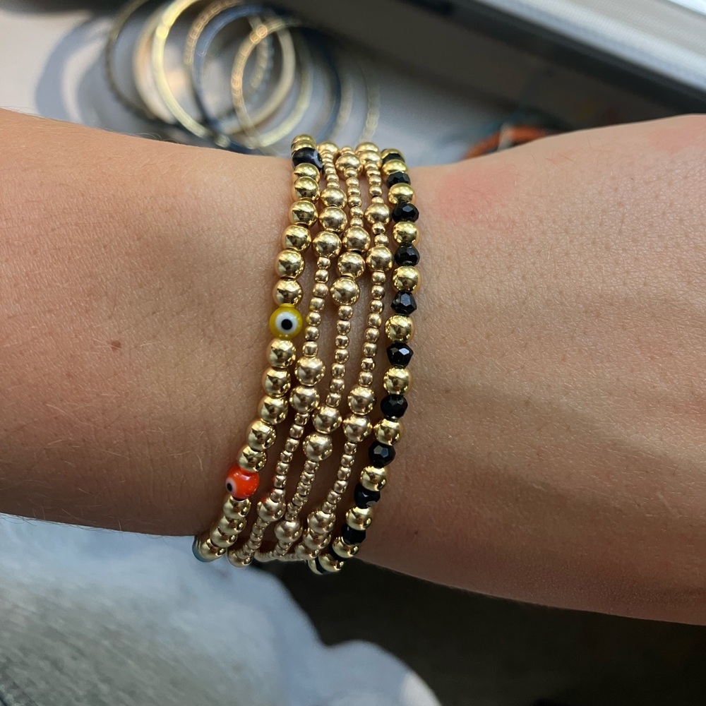 Mixed Beaded Gold Bracelets